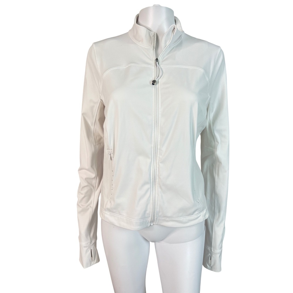 Lululemon White Lightweight UVP Run Jacket Slim Fit Athletic Size 10 Thumbholes